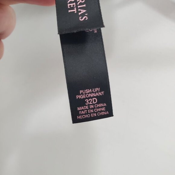 Victoria's Secret Black Lace Panel Double Slide Hook Back Push Up Bra Size 32D - Picture 5 of 5